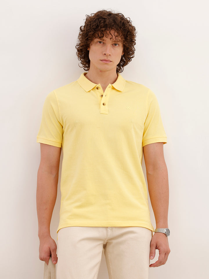Solid Slim Fit Polo T-Shirt | Yellow