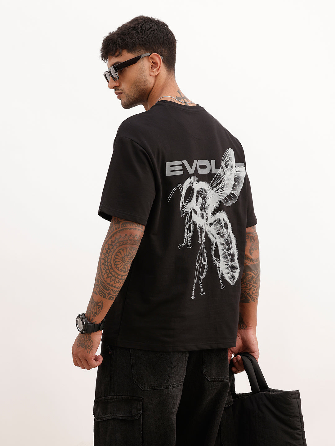 Oversized Back Printed T-Shirt | Black | WTS02HSOS1357S
