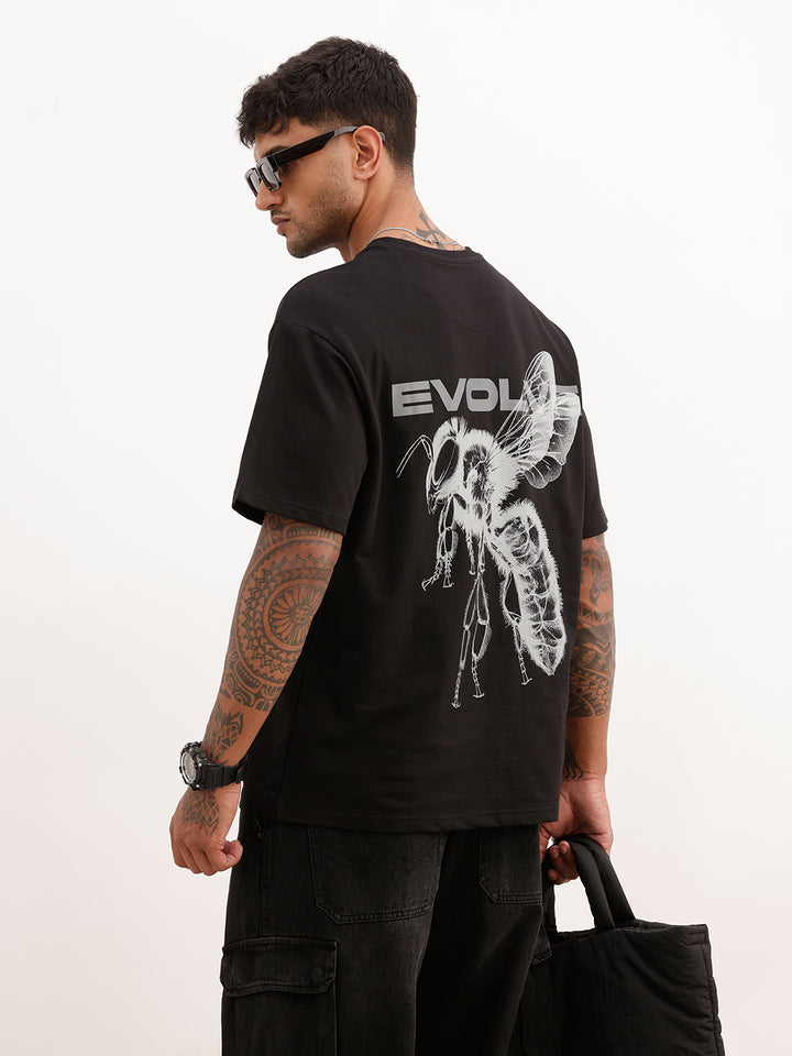 Oversized Back Printed T-Shirt | Black