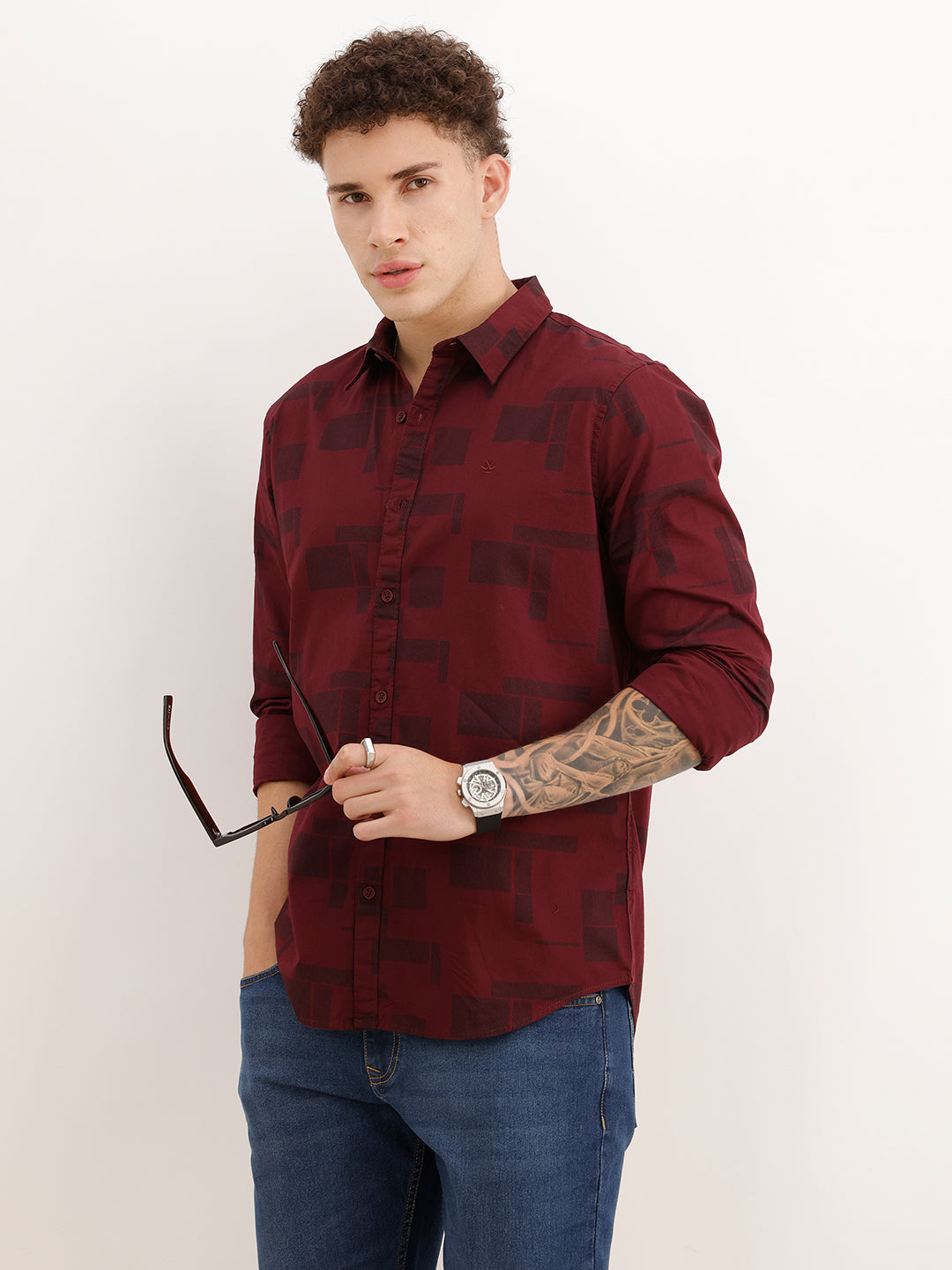Classic Regular Fit AOP Shirt | Brown | WPSH0602M