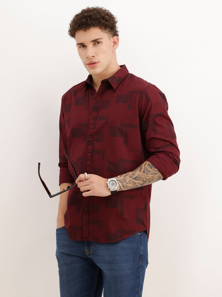 Classic Regular Fit AOP Shirt | Brown