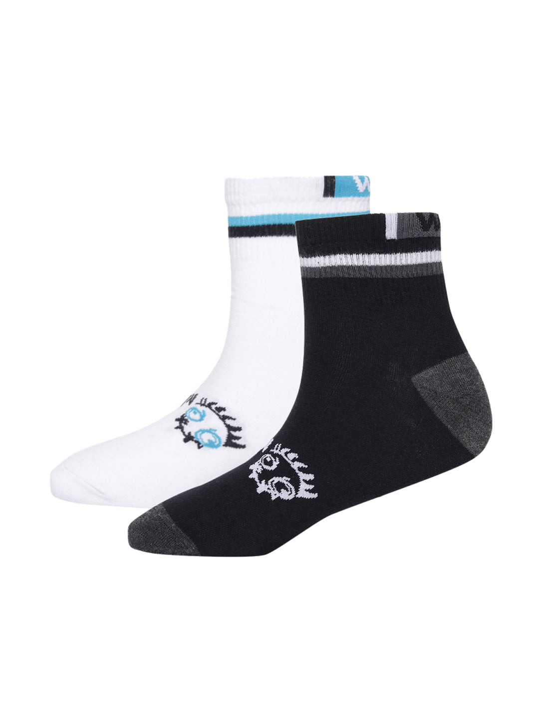 Snug Monster Black & White Sneaker Socks Pack of 2