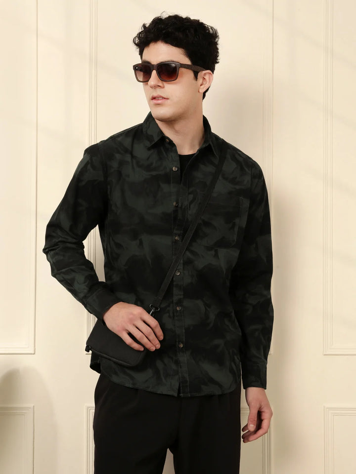 Green AOP Full Sleeve Shirt