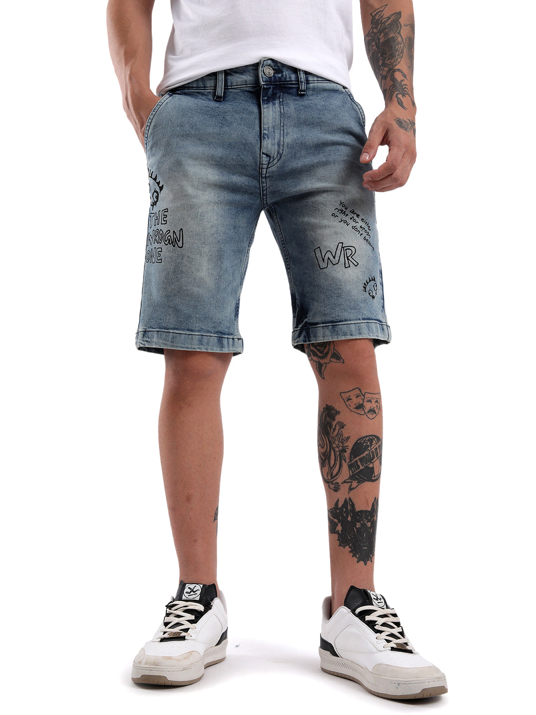 Wrogn Monster Denim Shorts