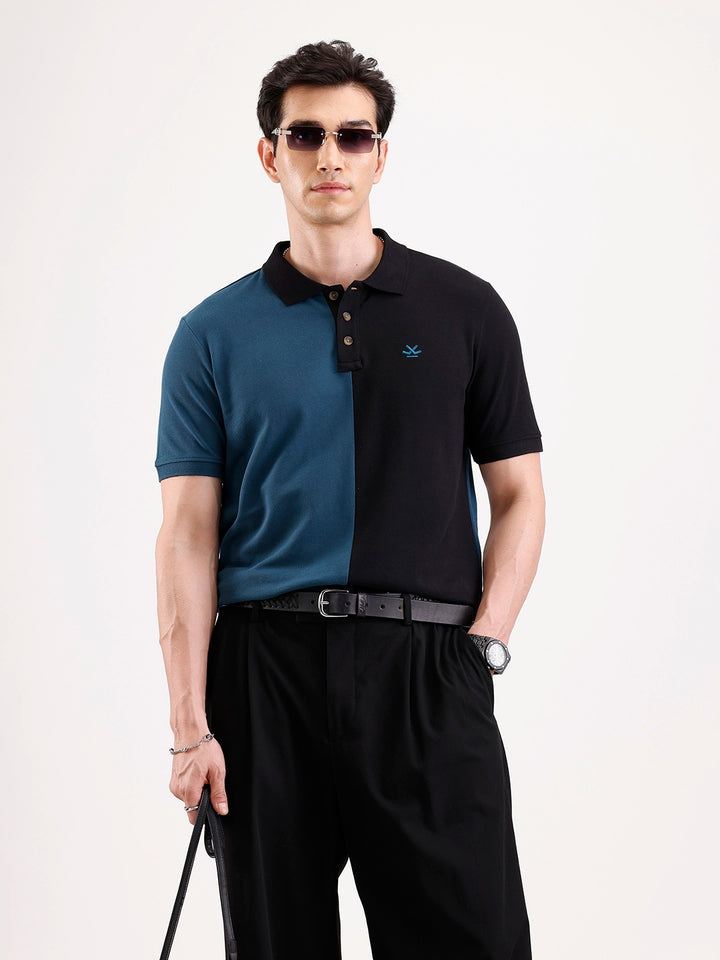 Cut & Sew Polo T-Shirt   |  Teal