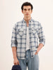 Regular Fit Double Pocket Checkered Shirt | Blue