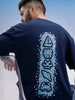 Oversized Fit Puffer Back Printed T-Shirt | Navy Blue