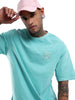 Aqua Crew Neck Patch T-Shirt