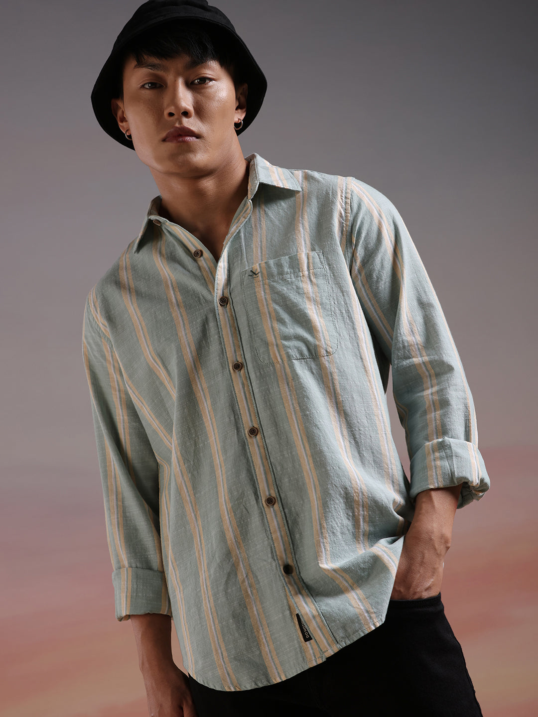 Linear Stripes Retro Casual Shirt