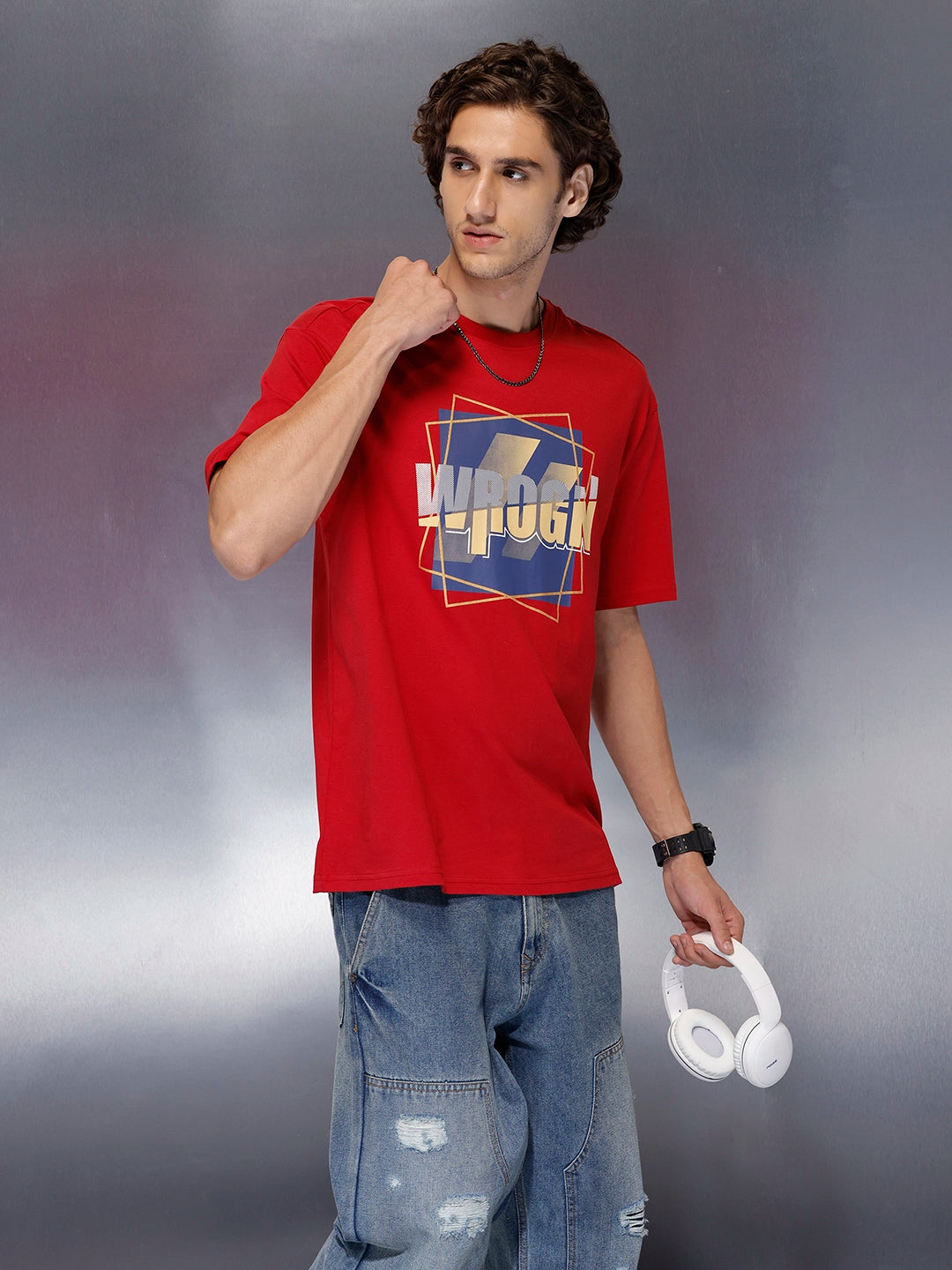 Men’s pop graphic red cotton T-shirt | Red