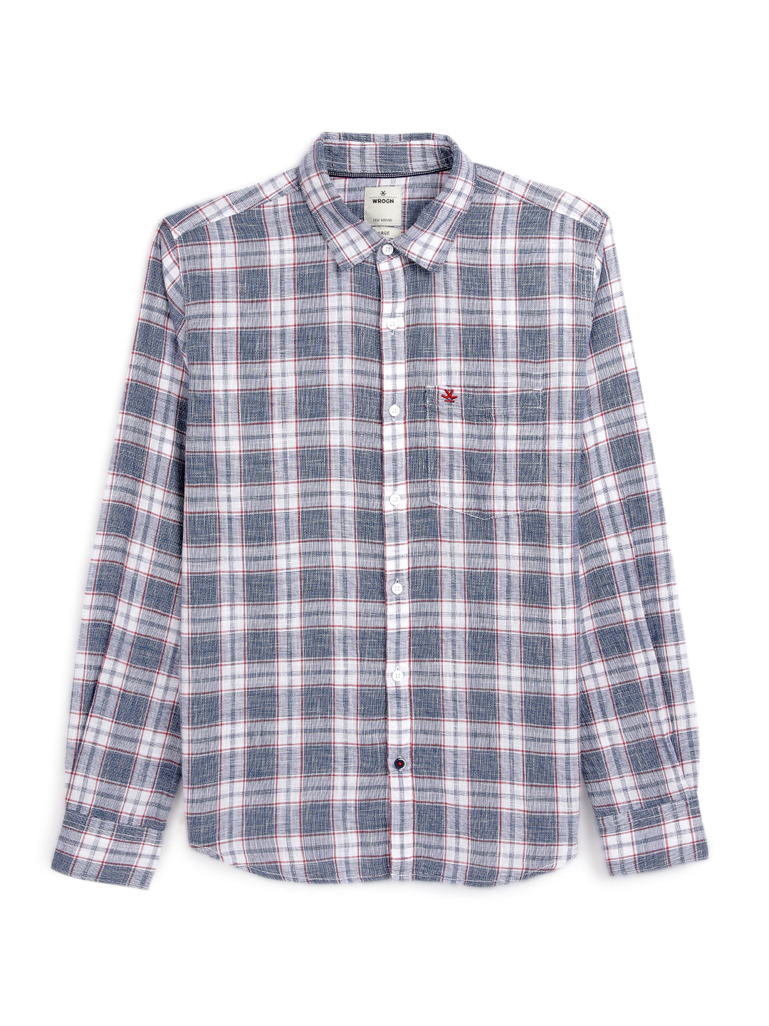 Navy Slim Fit Checkered Shirt