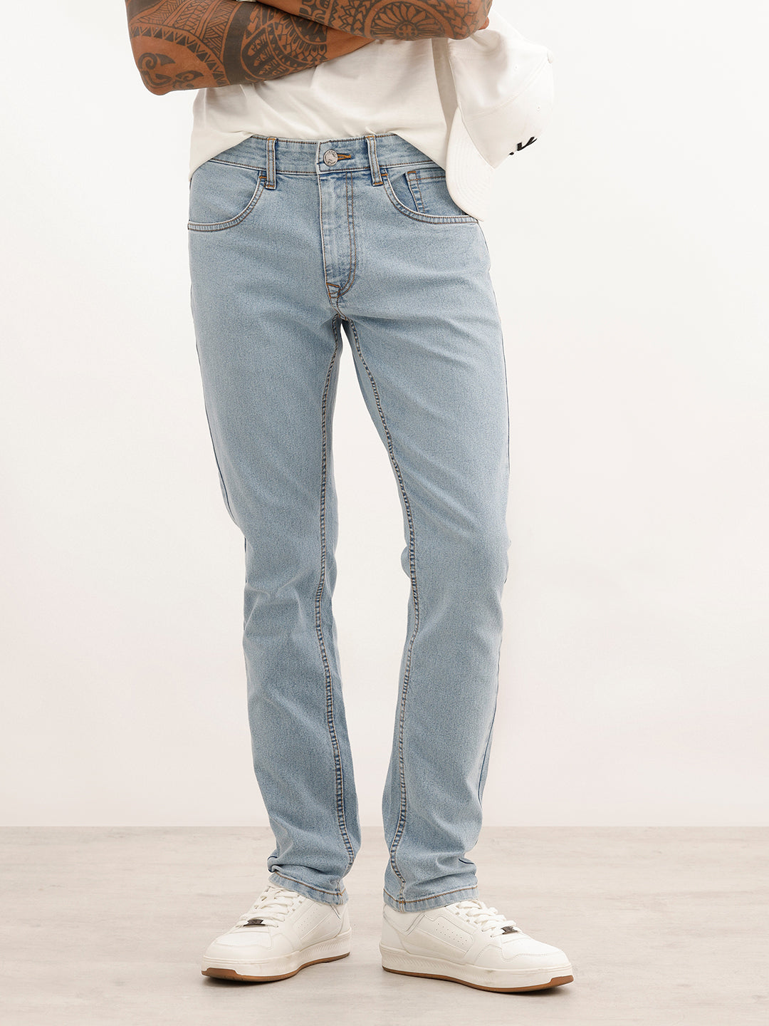 Solid Slim Fit Denim Jeans | Light Blue