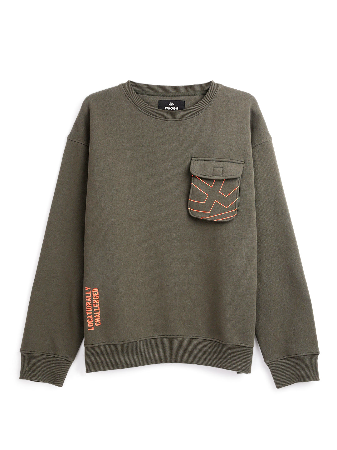 Elite Olive Round Neck Oversized Sweatshirt