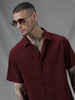 Maroon Dobby Short Sleeve Shirt