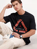 Oversized Placement Printed T-Shirt | Black