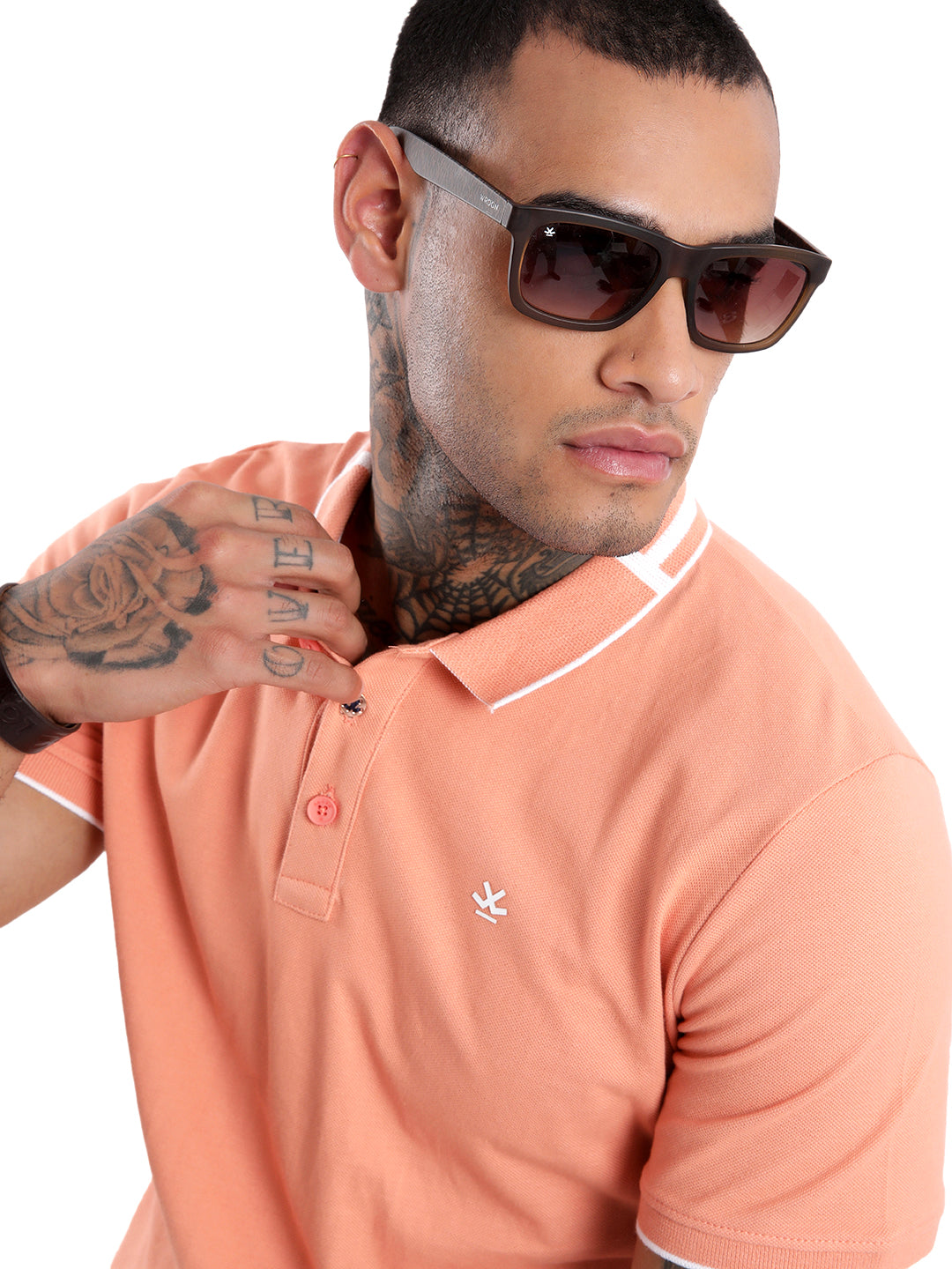 Elite Peach Tipping Collar Polo T-Shirt