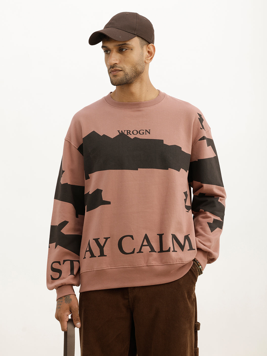 Oversized Placement Printed Sweatshirt | Pink