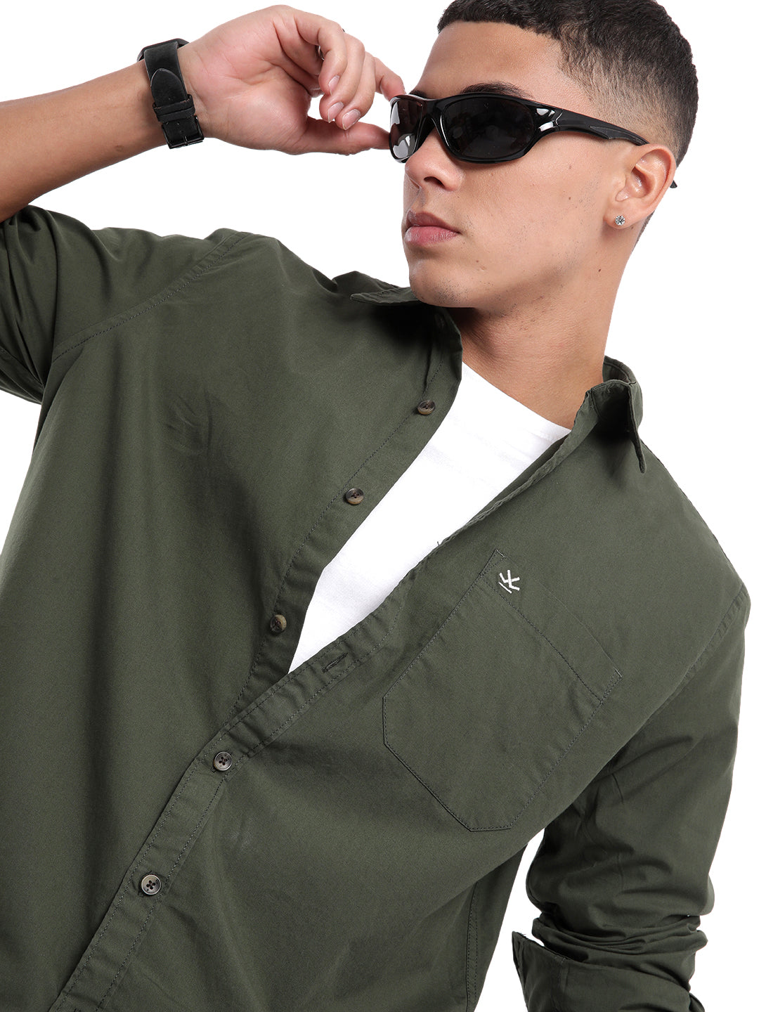 Elite Solid Olive Long Sleeve Shirt