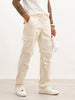 Solid Straight Fit Cargo Trouser | Beige