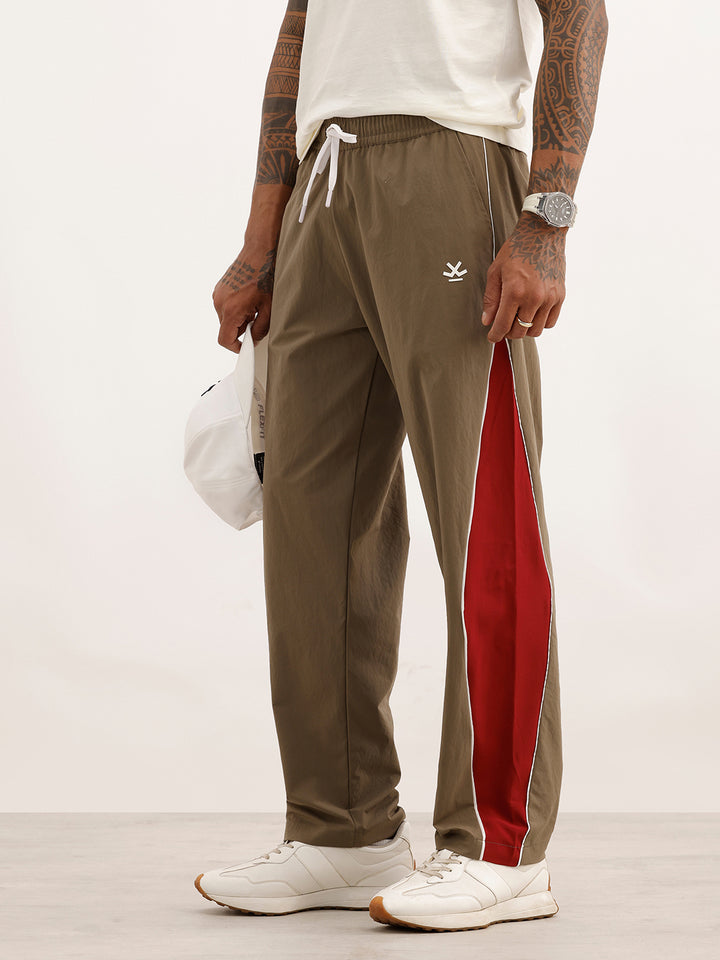Classic Colorblock Loose Fit Track Pant | Khaki