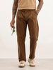 Solid Anti Fit Double Pleated Trouser | Brown