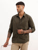 Solid Regular Fit Full Sleeve Shirt | Dark Green
