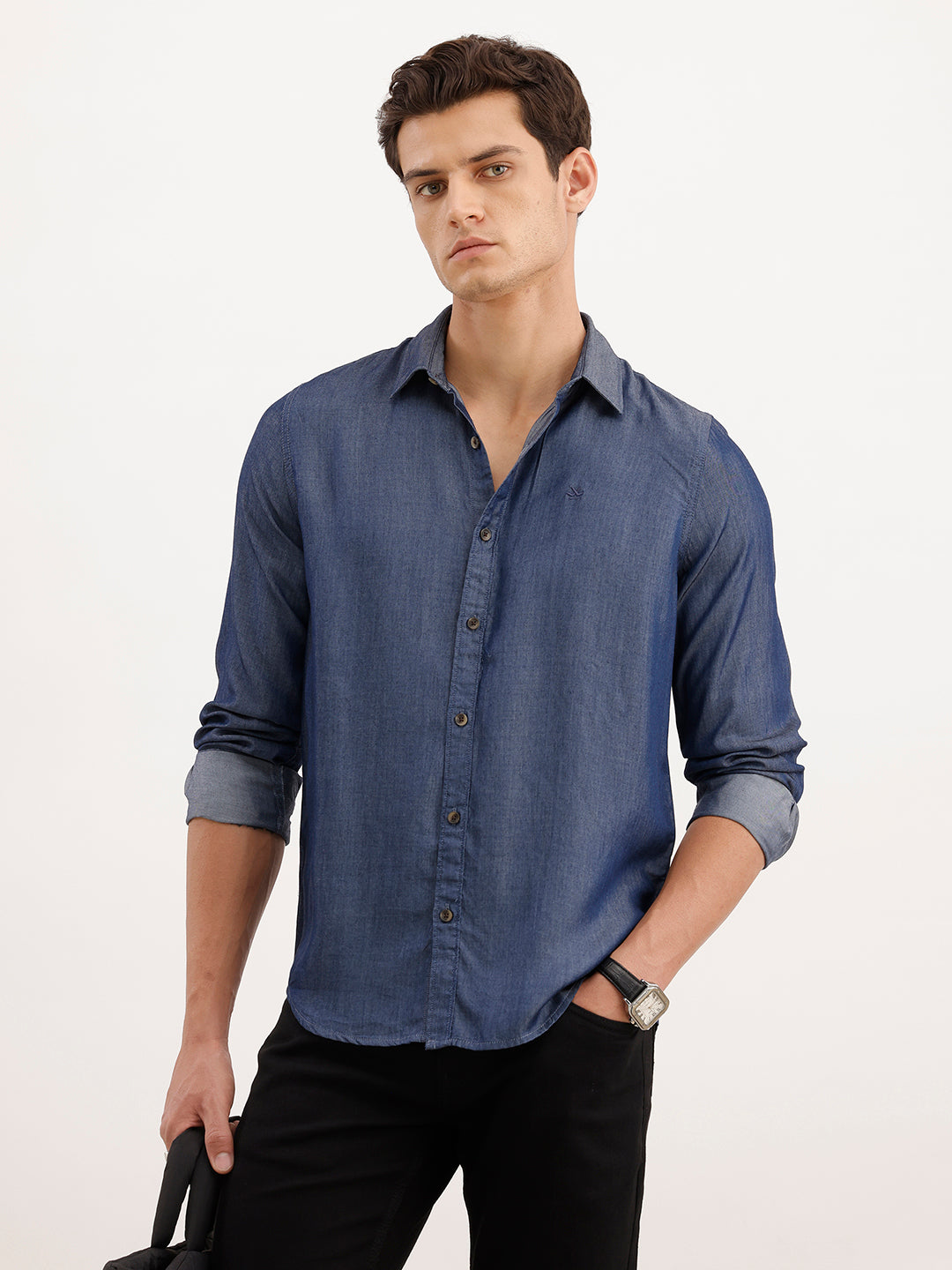 Regular Fit 100% Lyocell Shirt  | Navy Blue