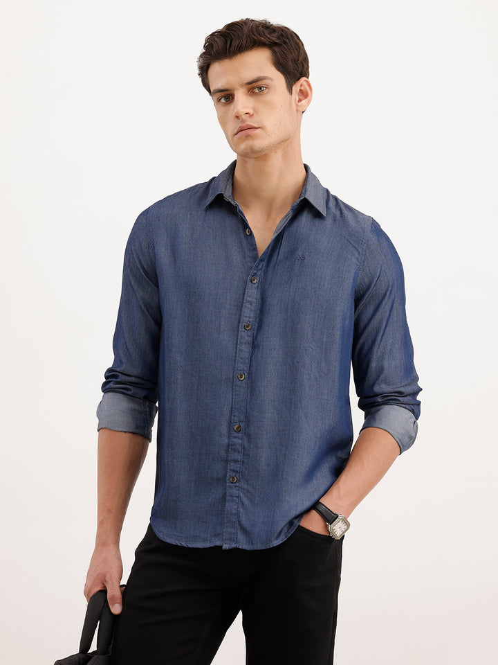 Regular Fit 100% Lyocell Shirt  | Navy Blue