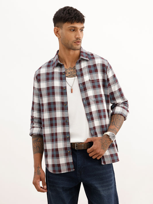 Classic Regular Fit Checkered Shirt | Wine