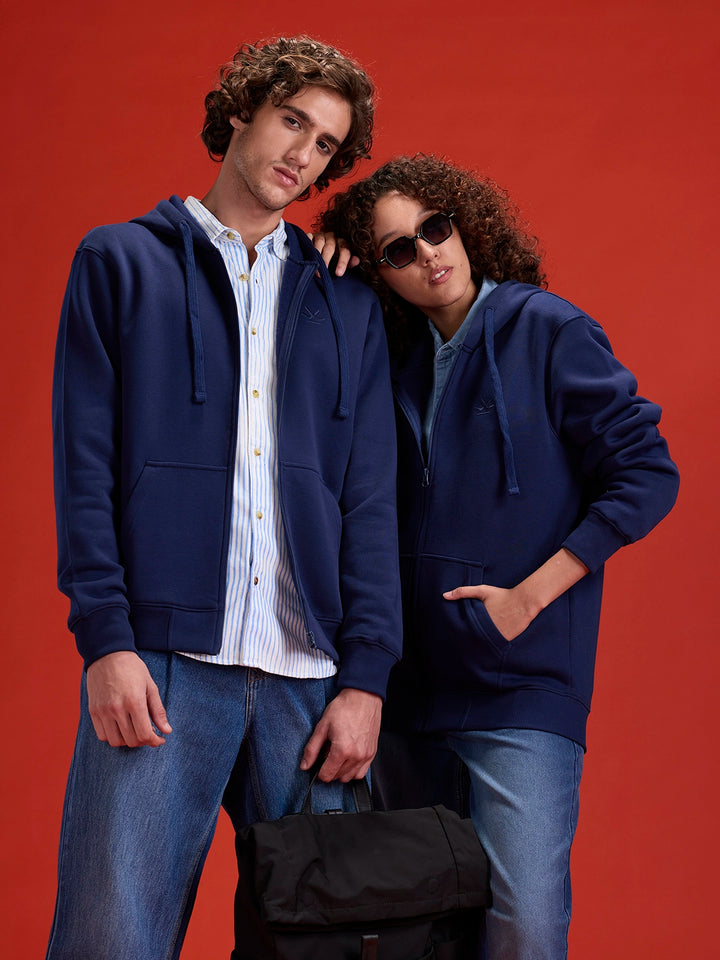 Men’s Solid Zip-Up Hoodie Sweatshirt | Blue