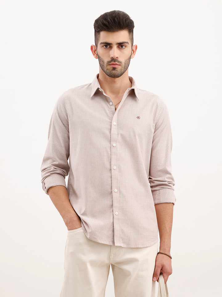 Slim Fit Striped Shirt | Brown
