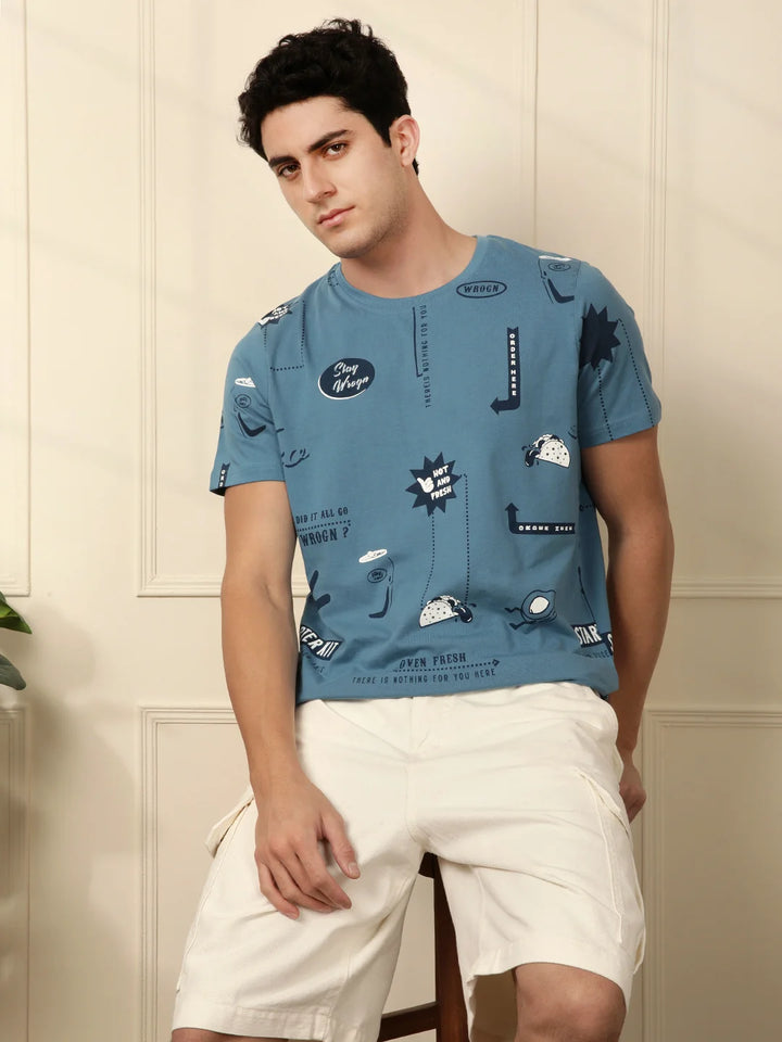 Wrogn Order AOP Blue T-Shirt