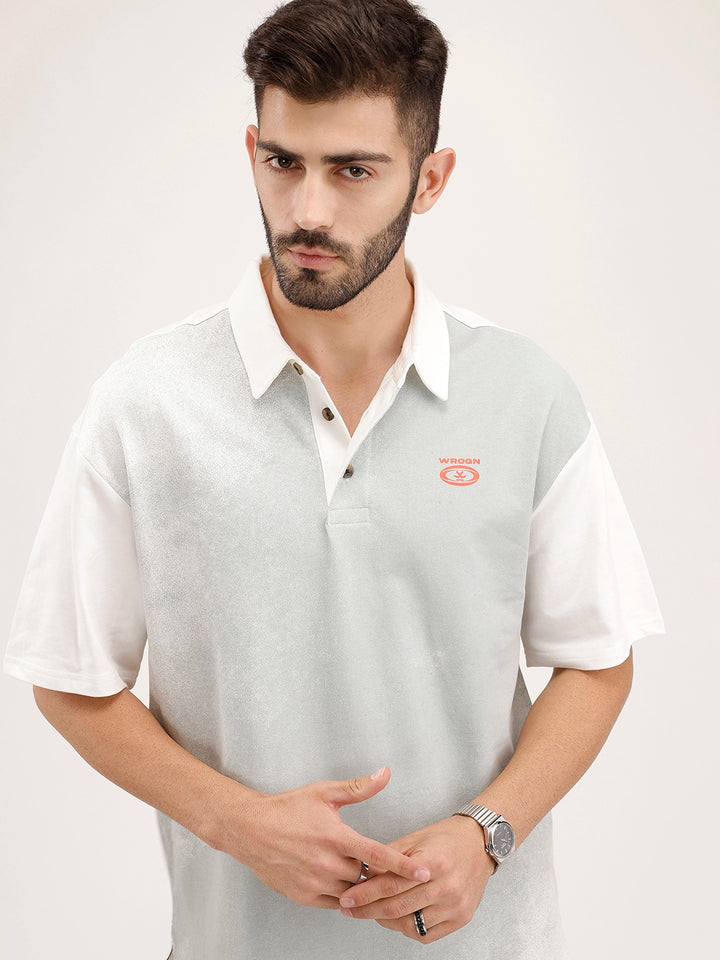 Panel Printed Polo T-Shirt | Off White