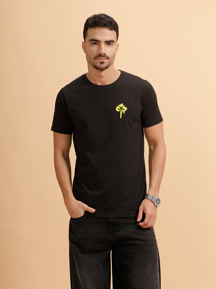 Sprayed Logo Printed T-Shirt | Black