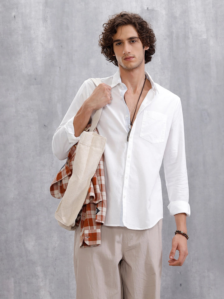 Solid Oxford Slim Fit Shirt | White