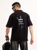 Oversized Back Printed Polo T-Shirt | Black