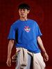 Samurai mask print oversized tshirt | Blue
