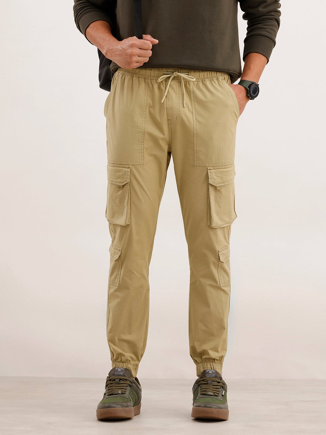 Textured Cargo Jogger | Khaki