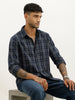 Classic Regular Fit Checkered Shirt | Navy Blue