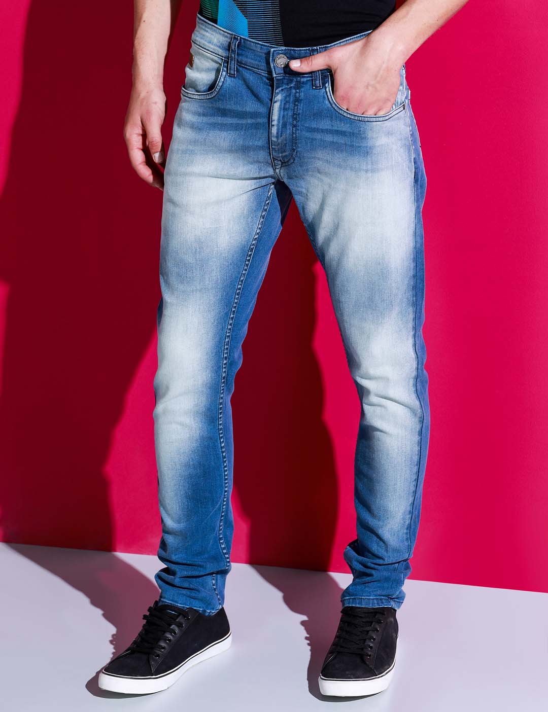 Blue High Low Effect Jeans