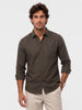 Textured Comfort Print Full Sleeve Shirt | Olive | WUSH2850F