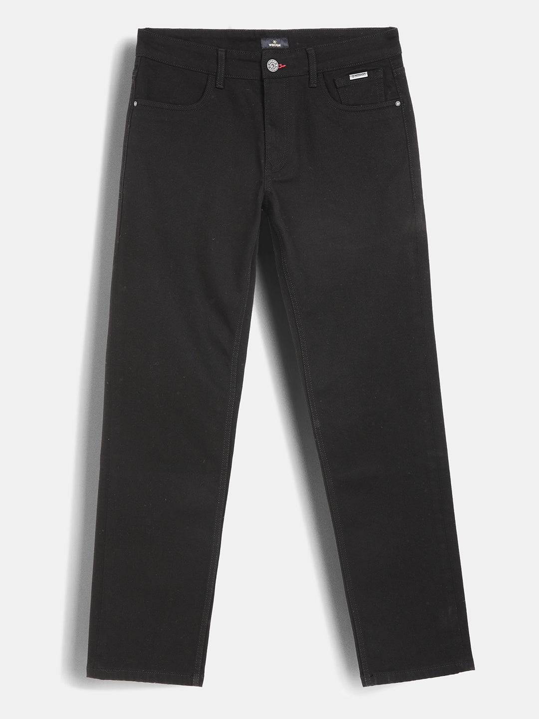 Solid Straight Fit Denim Jeans | Black