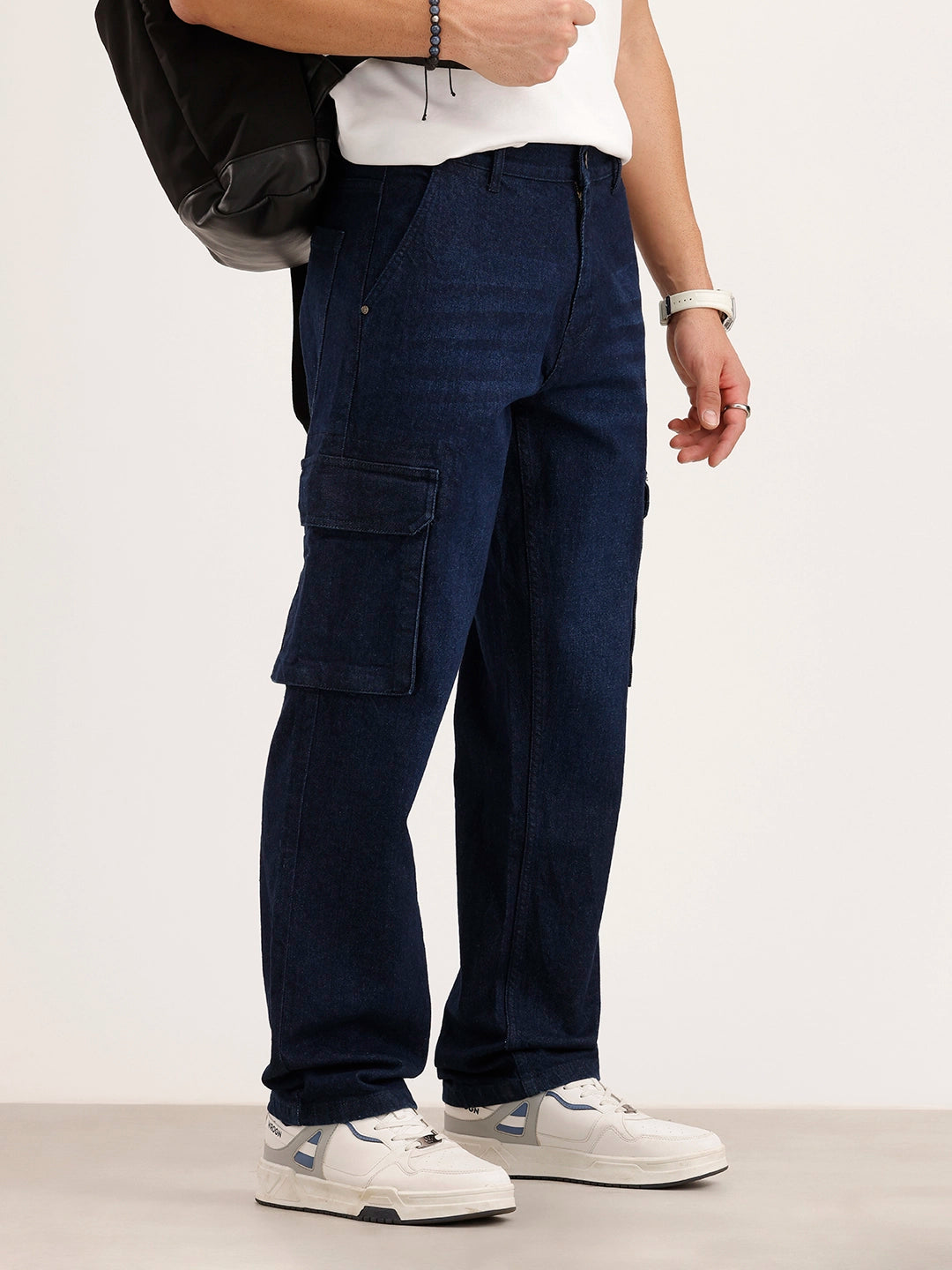 Anti Fit Cargo Denim Jeans | Dark Blue