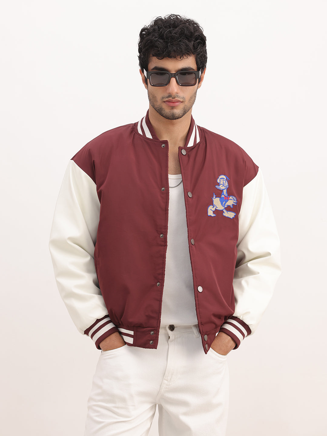 Relaxed Fit Bomber Jacket | Maroon