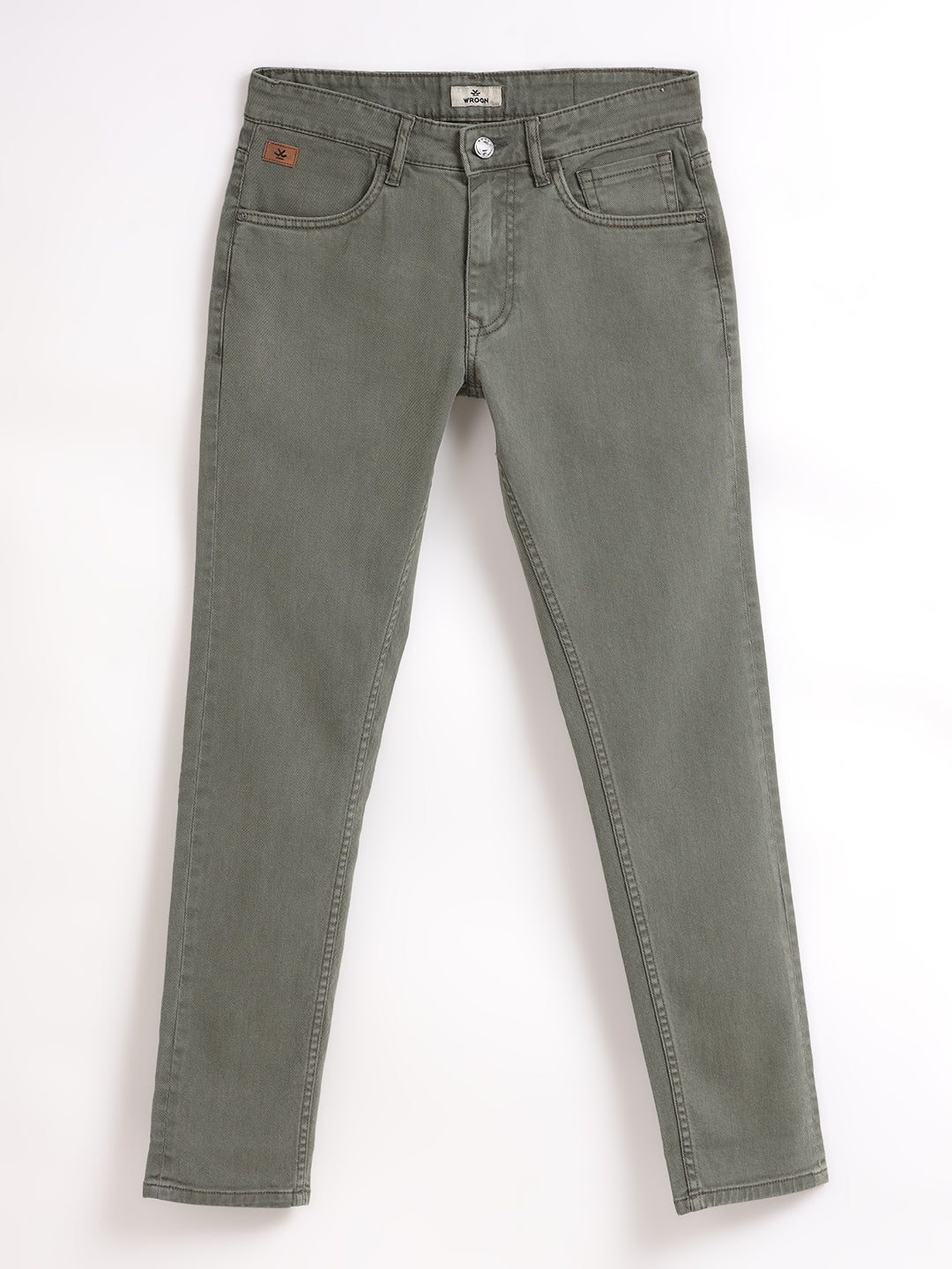 Solid Olive Tapered Jeans