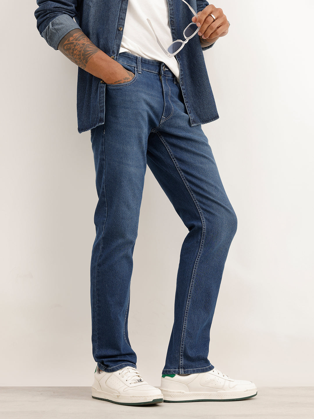 Faded Slim Fit Denim Jeans | Blue