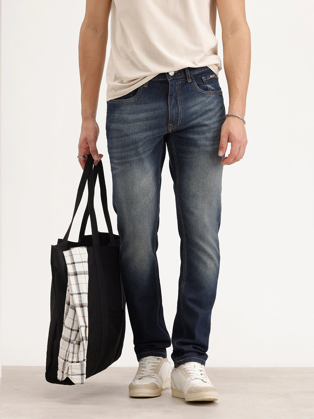 Slim Fit Faded Denim Jeans | Blue