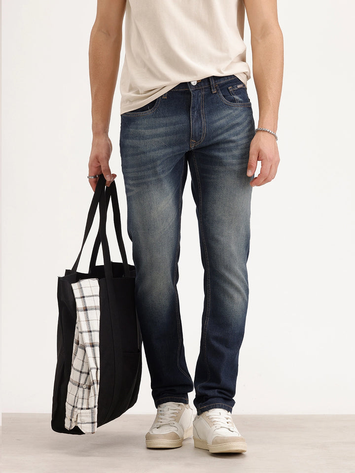 Slim Fit Faded Denim Jeans | Blue