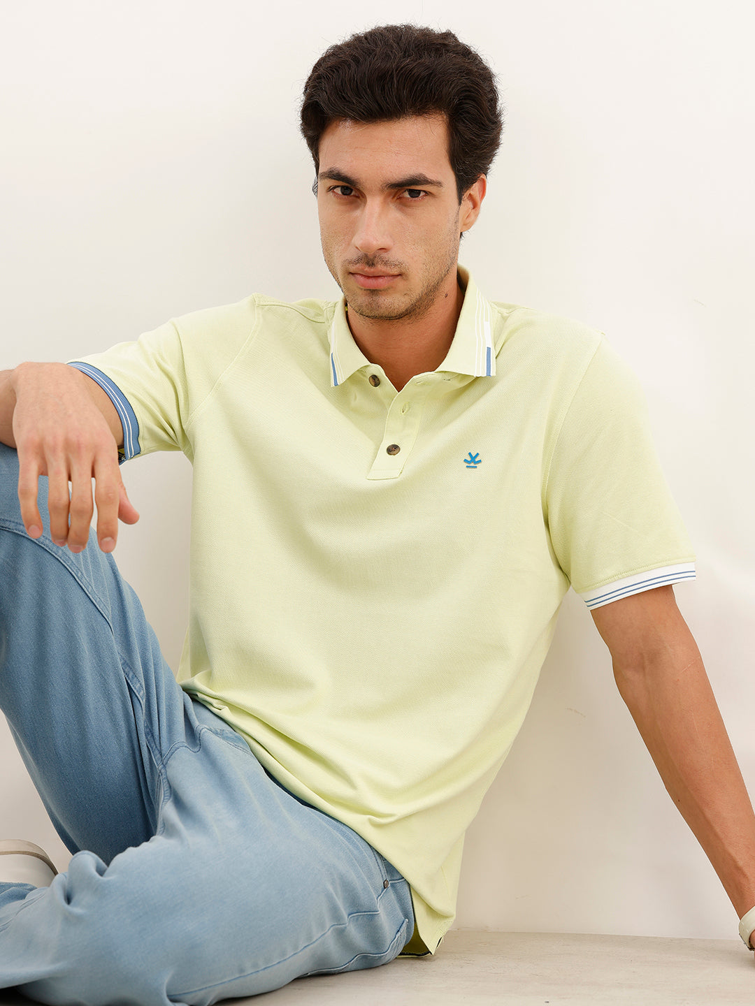 Slim Fit Tipping Collar Polo T-Shirt | Green