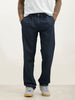 Solid Anti Fit Pleated Denim Jeans | Dark Blue